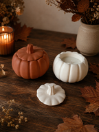 Bougie citrouille pot jesmonite Terracota mymilkycandle