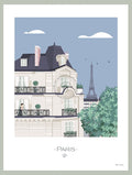 Affiche illustrée D'une rive à l'autre Paris - Bms création