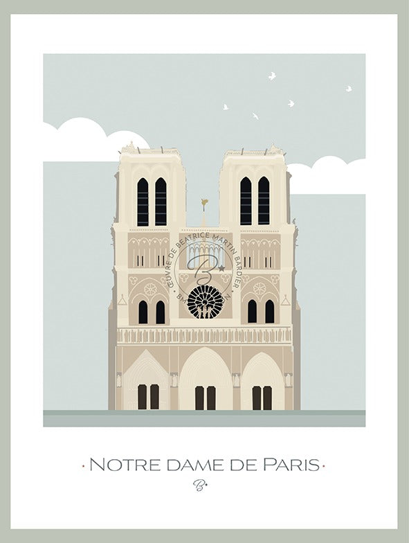 Affiche illustrée Notre-Dame de Paris - Bms création