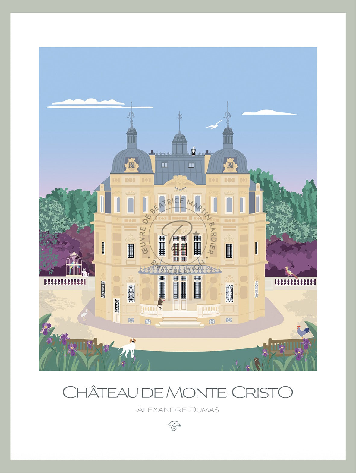 Affiche illustrée Château de Monte-Cristo Port-Marly - Bms création