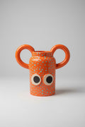 Petit vase orange à pois vert