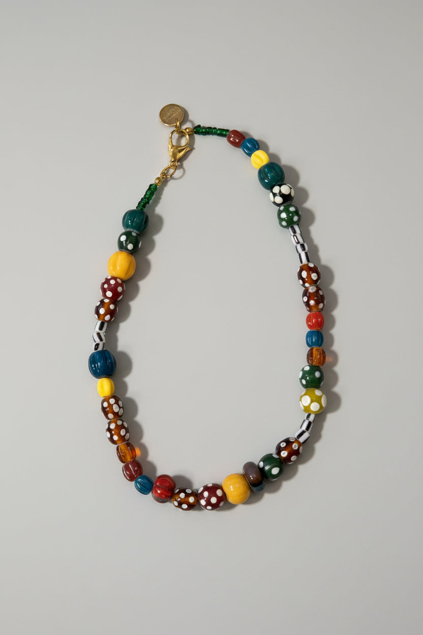 Collier Noélie Marie-Louise Bijoux – perles céramique multicolores à pois, fait main Bali
