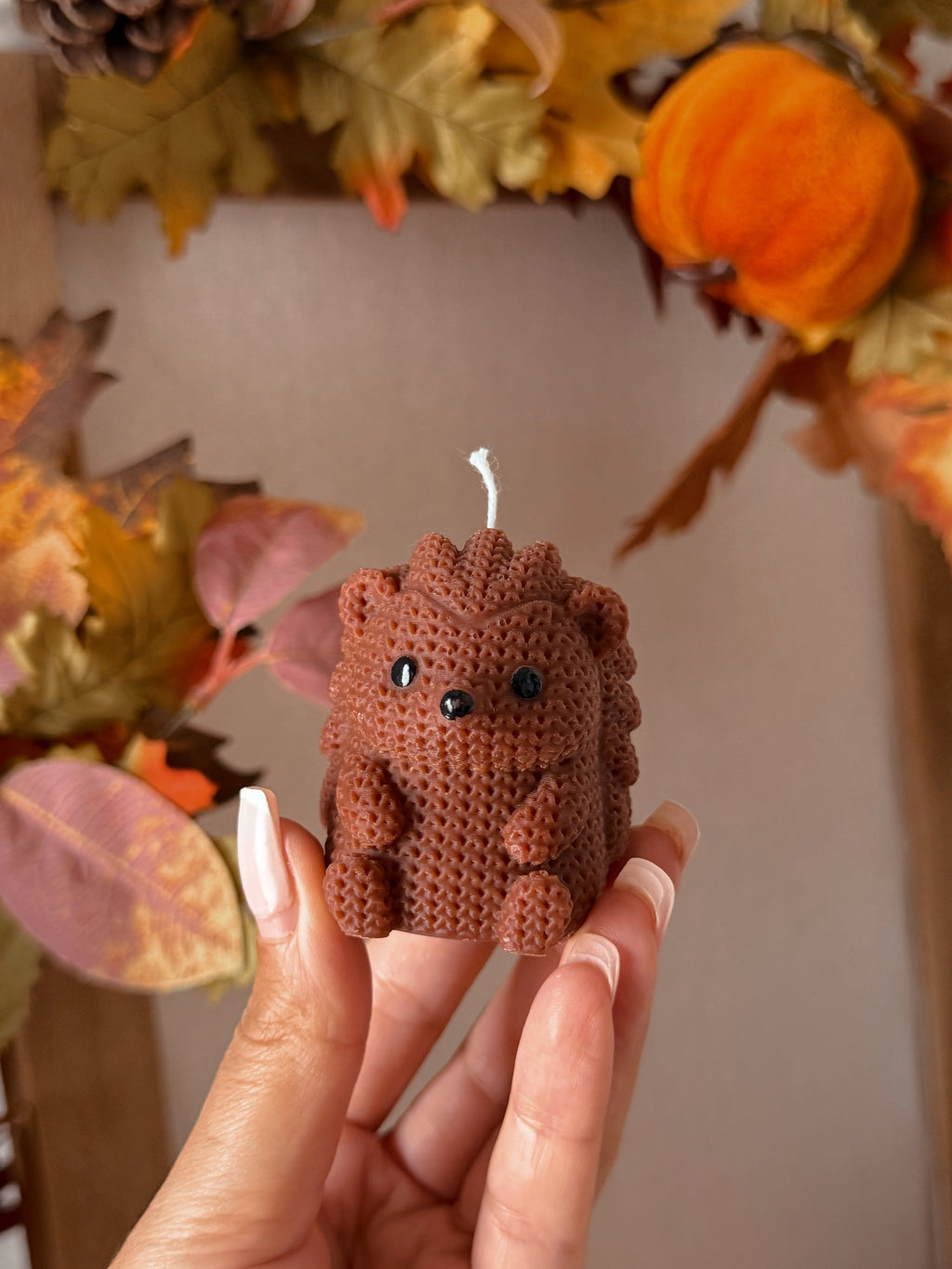 Bougie hérisson tricot mymilkycandle