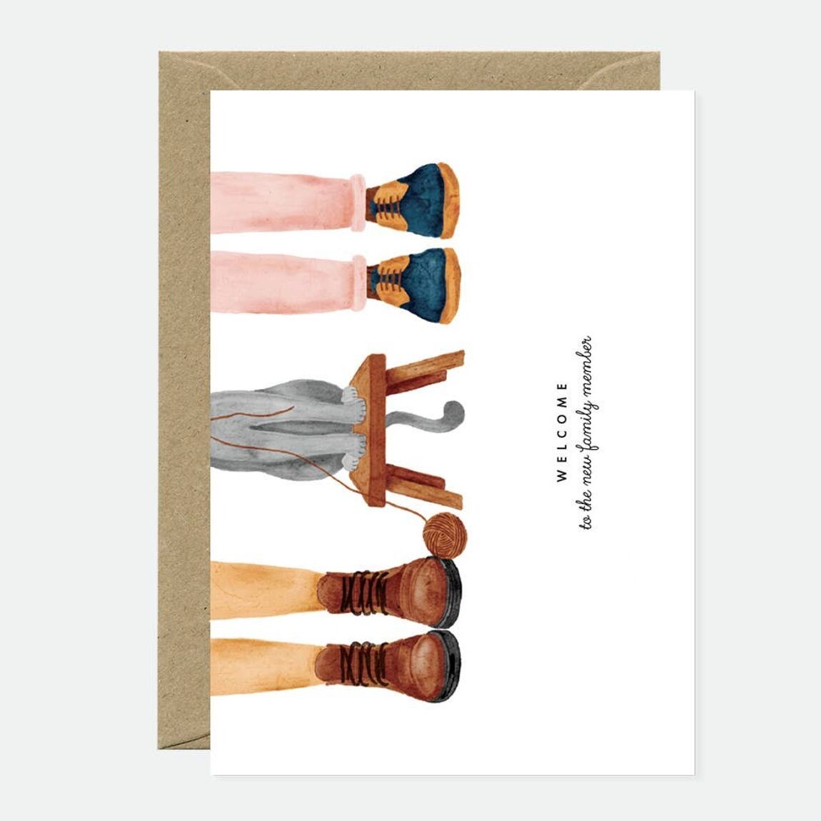 Carte félicitations Welcome New Family Member Cat – All The Ways to Say – boutique Little Green Cocoon Bordeaux