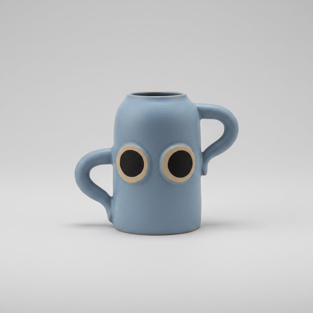 Petit vase bleu mat
