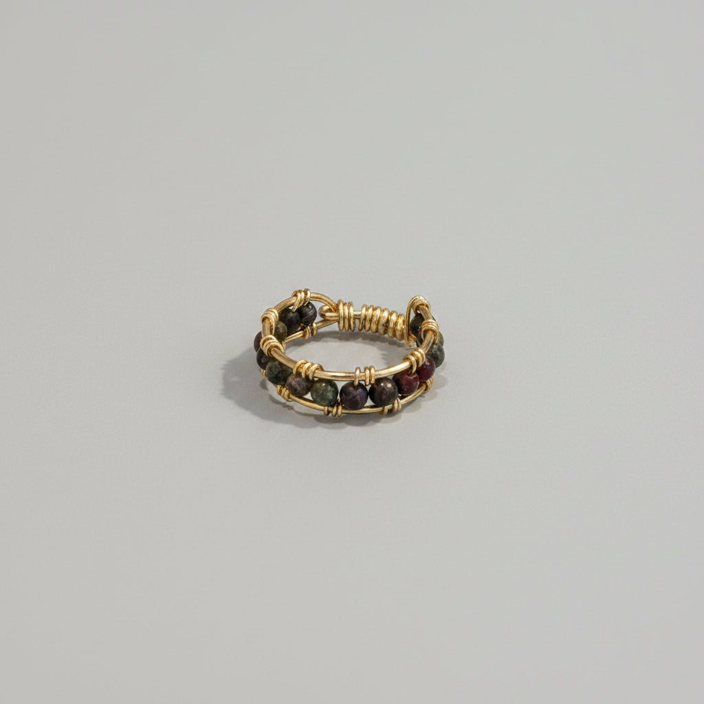 Bague pierres naturelles - Jaspe Sang de Dragon T.52