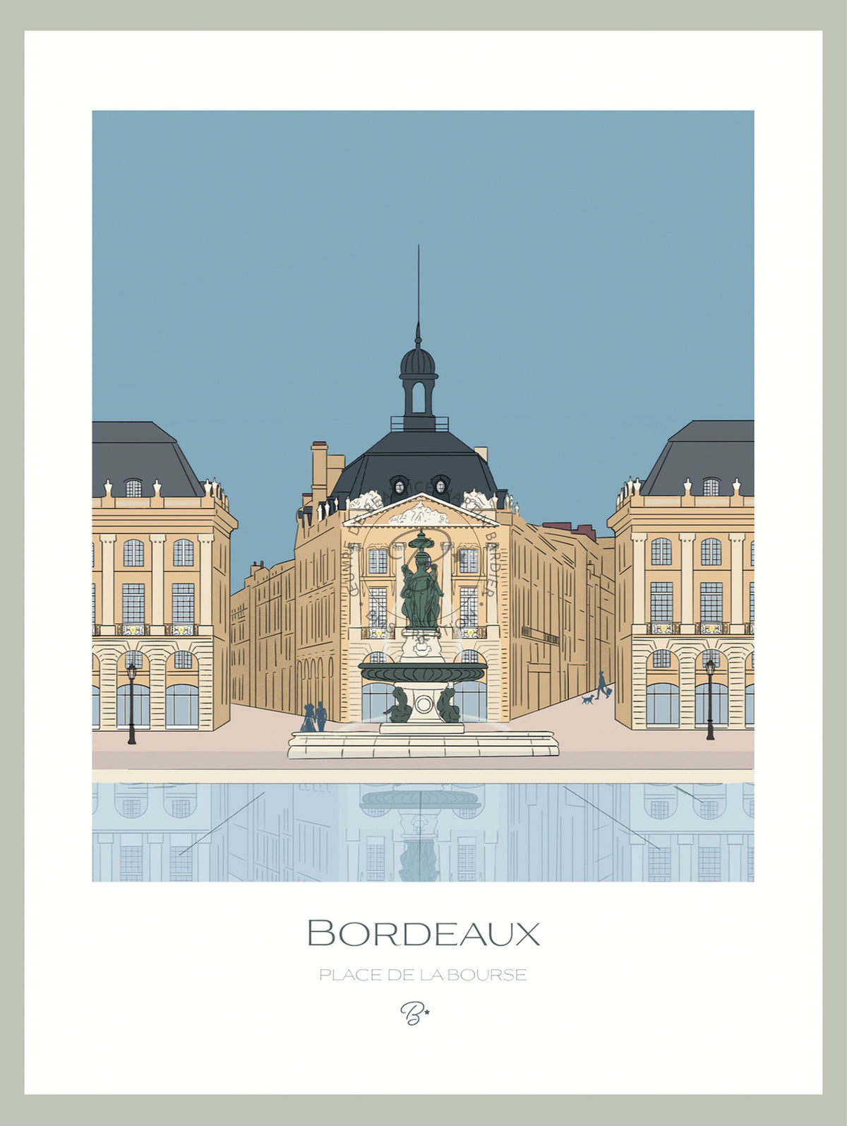 Affiche illustrée Place de la Bourse Bordeaux - Bms création