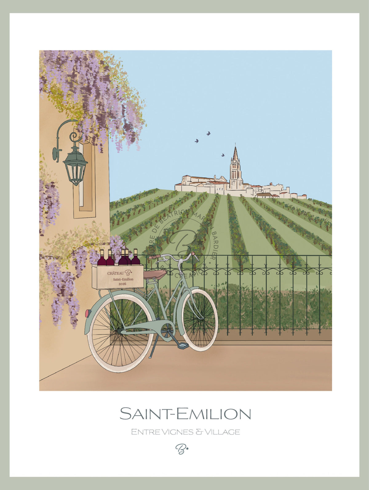 Affiche illustrée Saint-Émilion - Bms création