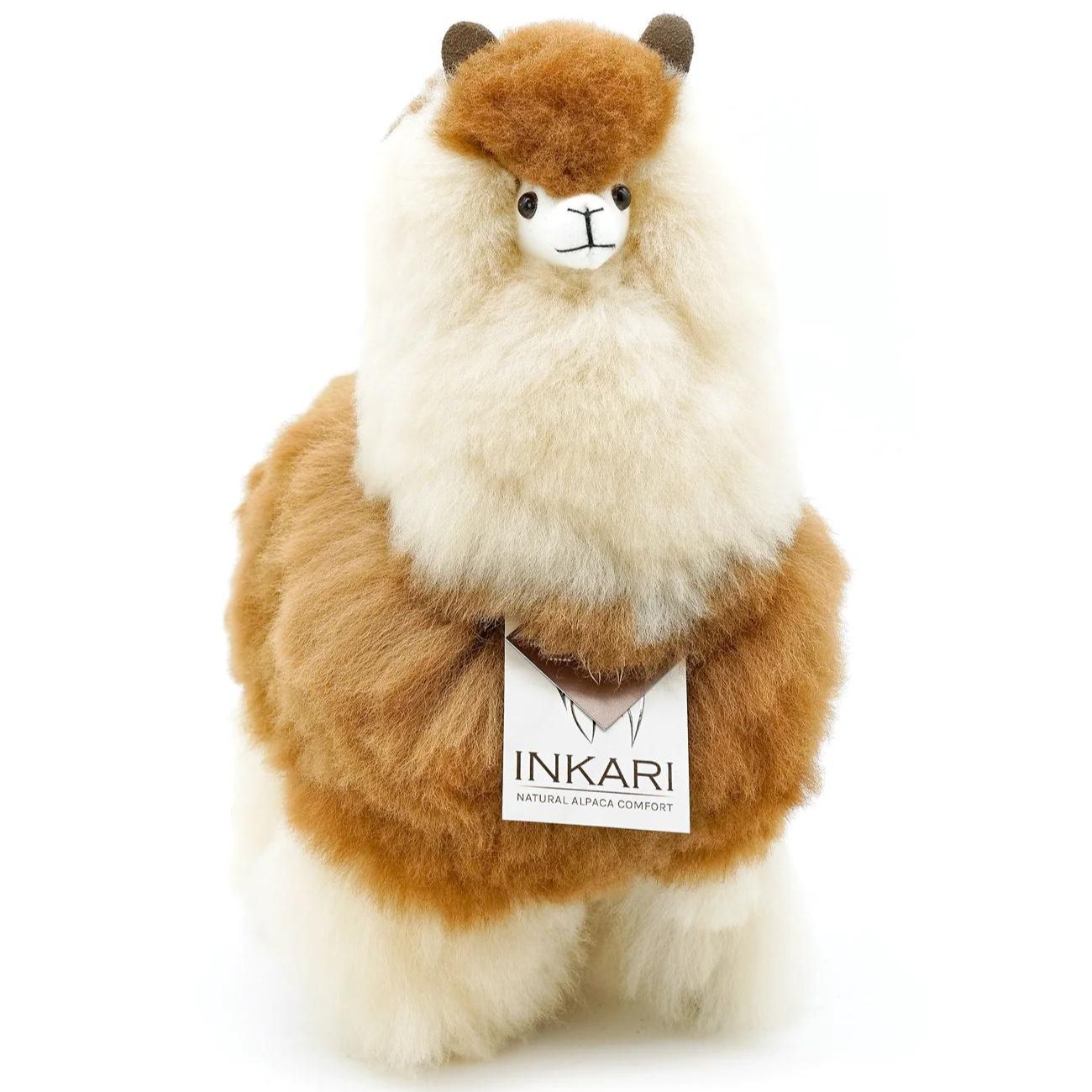 Peluche alpaga Inkari 32cm coloris Moccachino, artisans péruviens