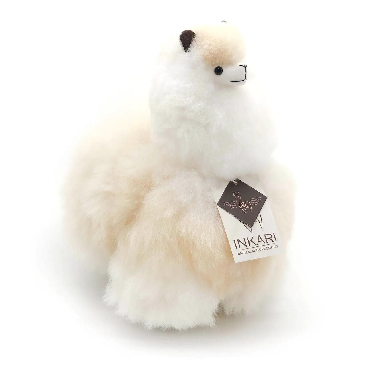 Peluche alpaga Inkari 32cm coloris Vanille, laine d'alpaga douce