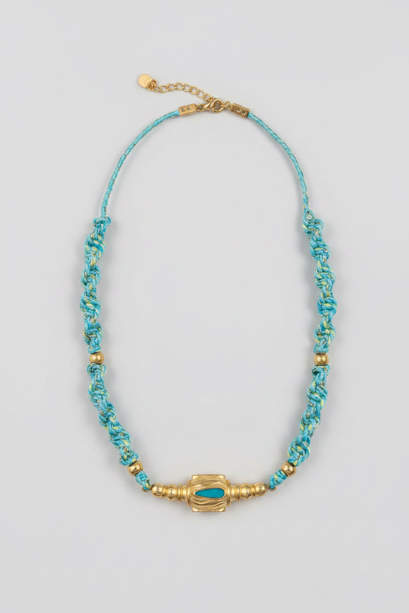 Collier macramé - Bleu turquoise