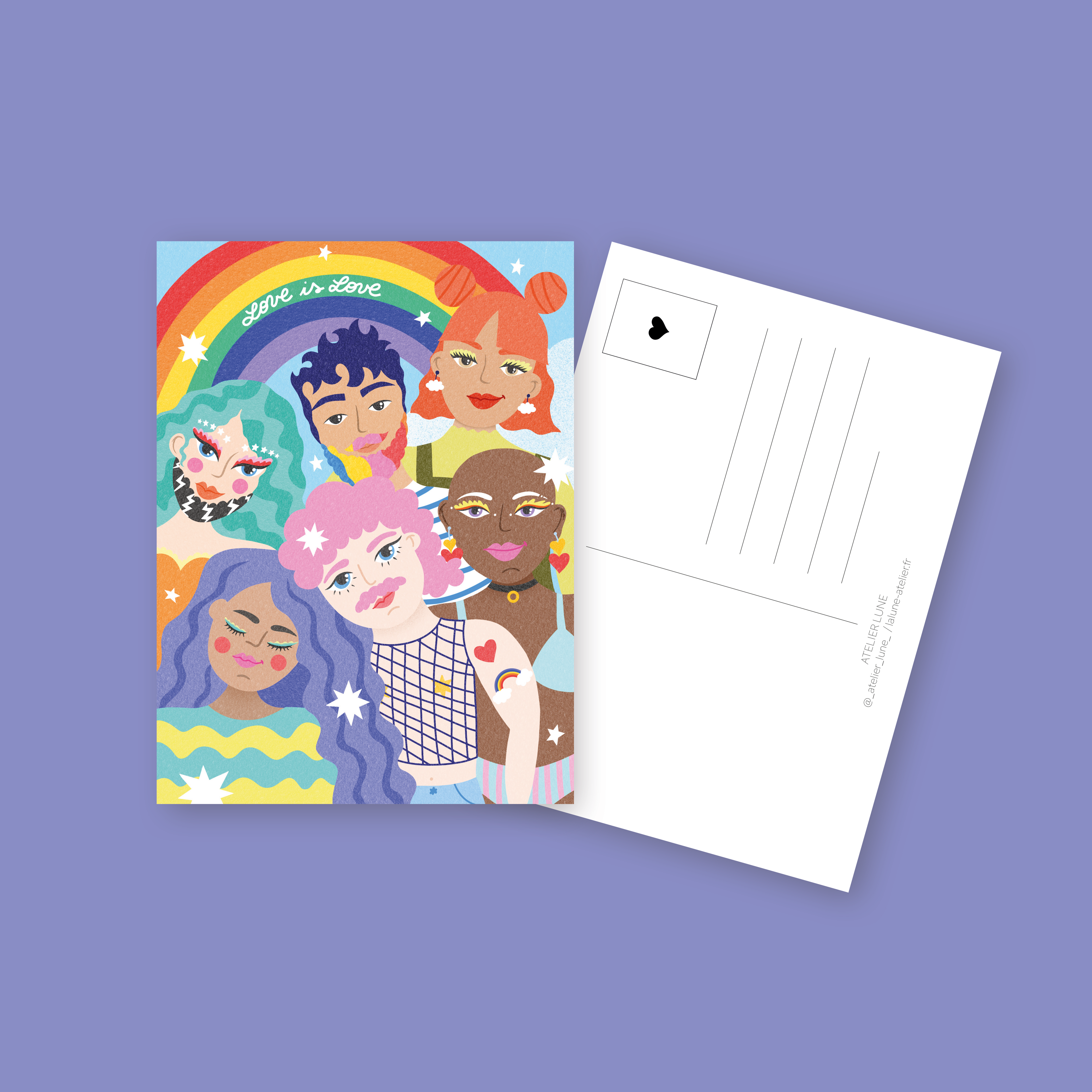 Carte Postale Love is Love - Atelier Lune