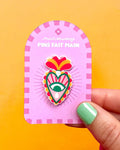 Pin’s coeur mexicain ex-voto rose orange