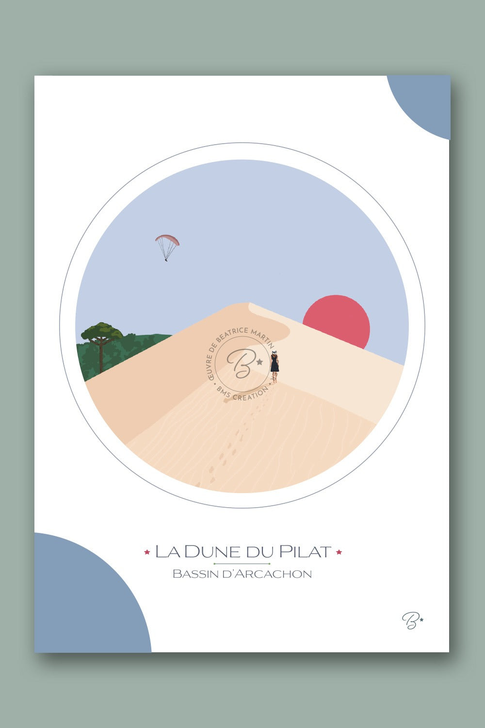 Carte illustrée Dune du Pilat - Bms création