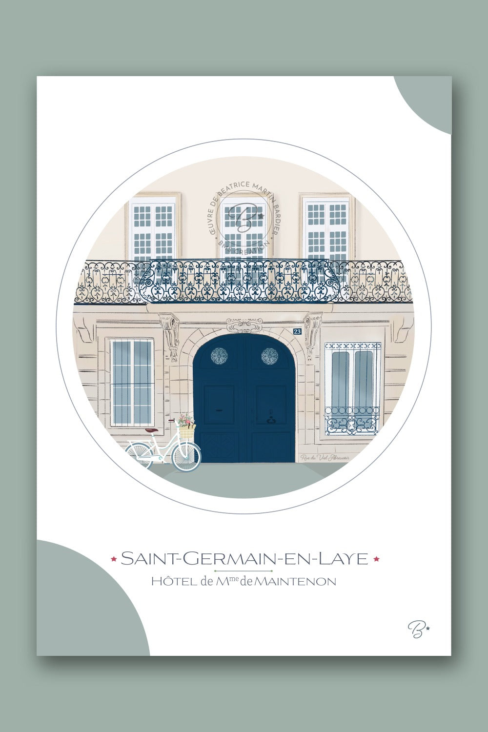 Carte illustrée Hôtel de Mme de Maintenon Saint-Germain-en-Laye - Bms création
