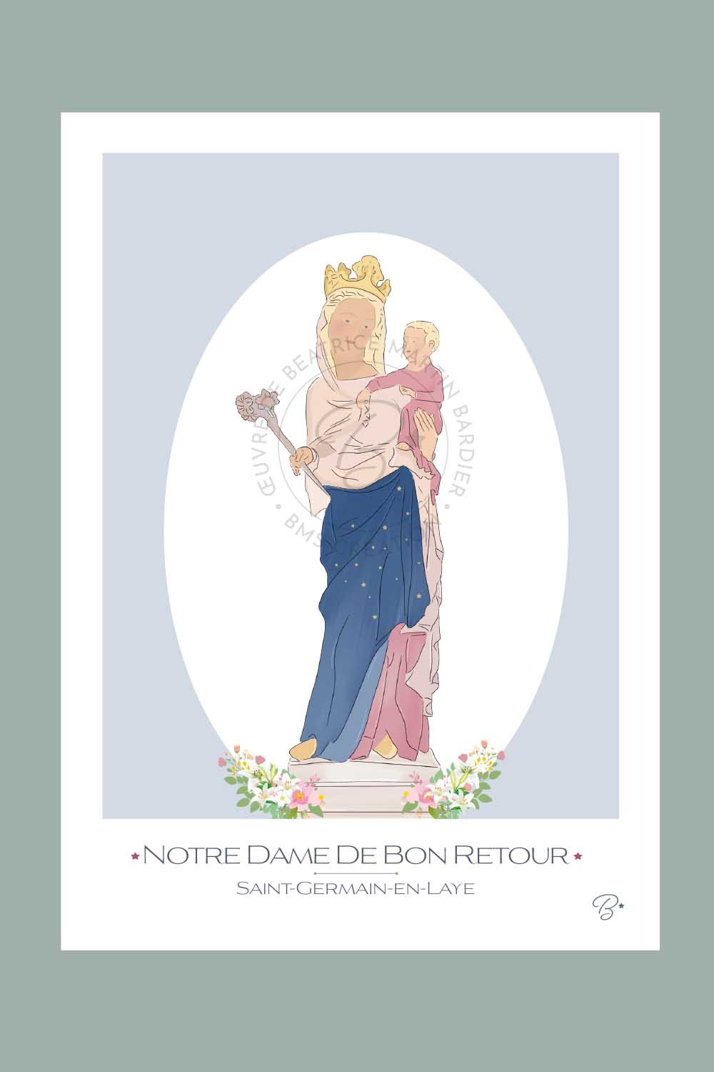 Carte illustrée Notre-Dame de Bon Retour Saint-Germain-en-Laye - Bms création