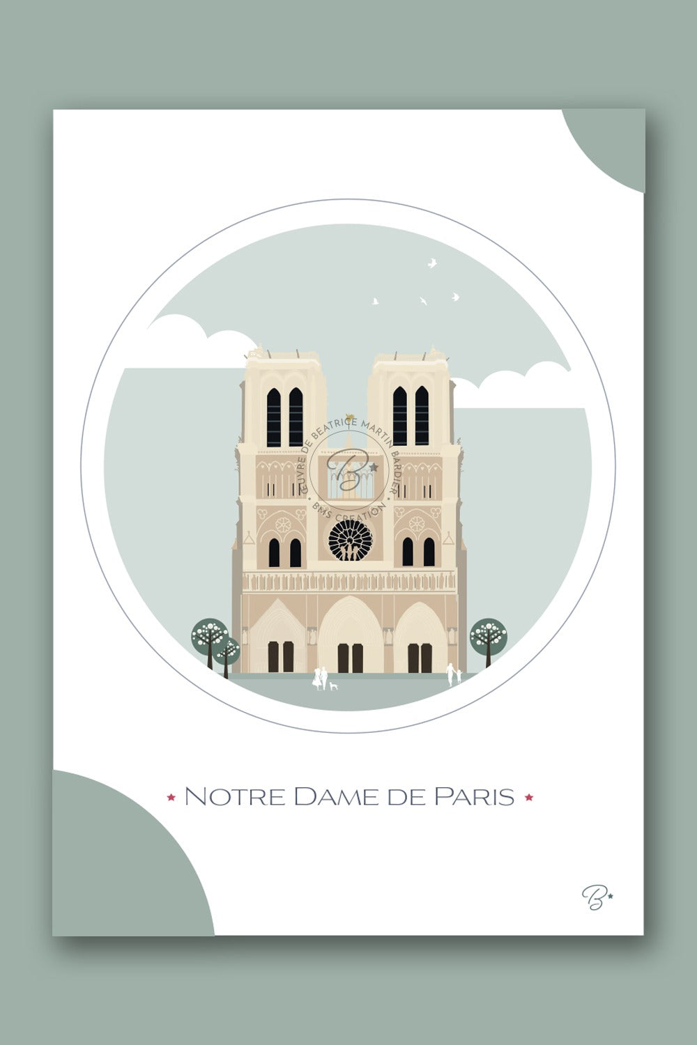 Carte illustrée Notre-Dame de Paris - Bms création