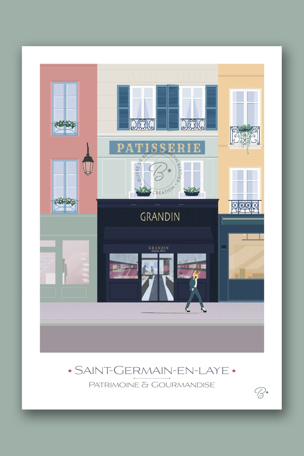Carte illustrée Patrimoine et Gourmandise Saint-Germain-en-Laye - Bms création