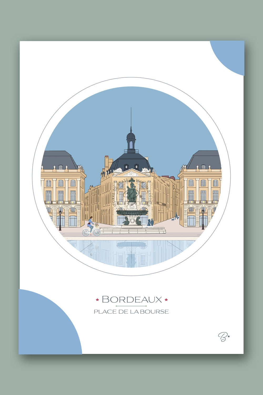 Carte illustrée Place de la Bourse Bordeaux - Bms création