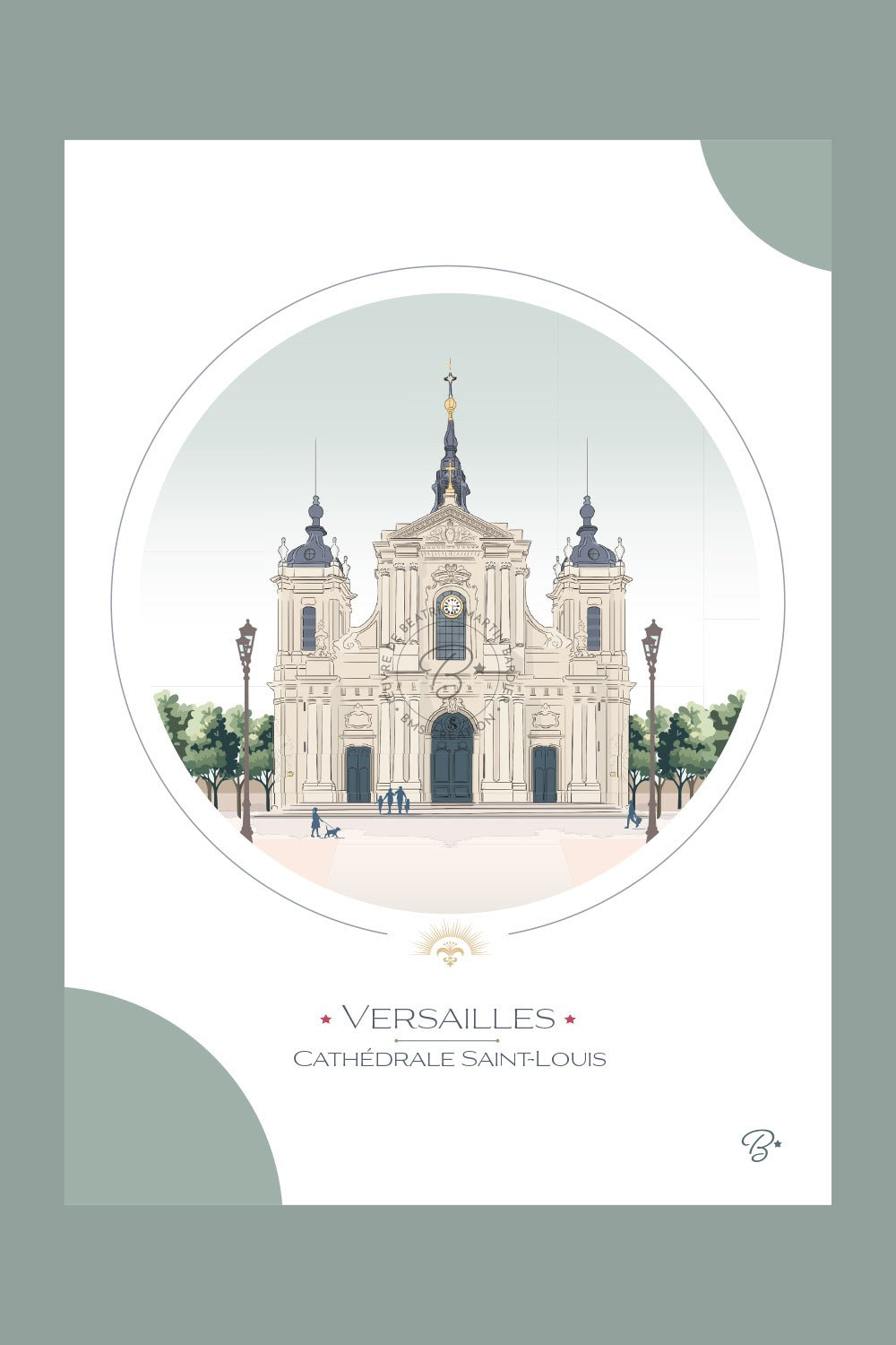 Carte illustrée Cathédrale Saint-Louis de Versailles - Bms création