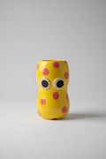 Moyen vase jaune à pois rose