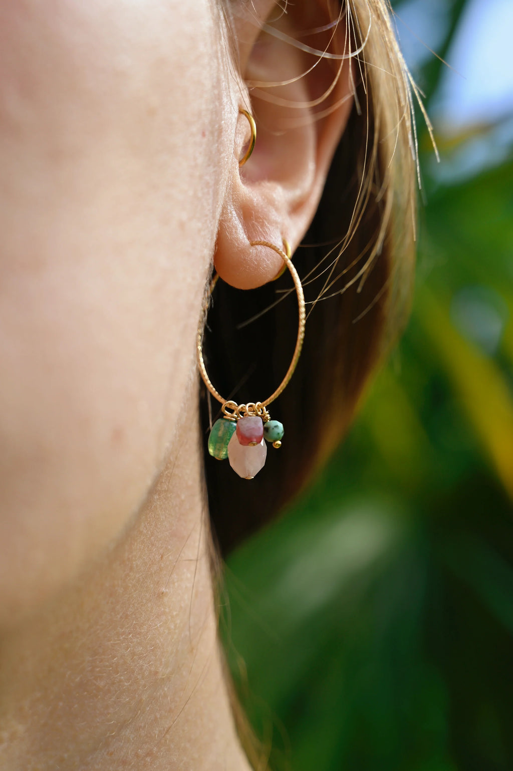 Boucles RIVA Bahlïa Bijoux portées, agate indienne et quartz