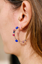 Boucles LAGOS Bahlïa Bijoux portées, lapis lazuli et tourmaline