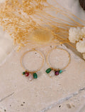 Boucles RIVA Bahlïa Bijoux, créoles plaqué or et pierres naturelles