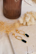 Boucles CALI Bahlïa Bijoux, onyx malachite et perle d'eau douce