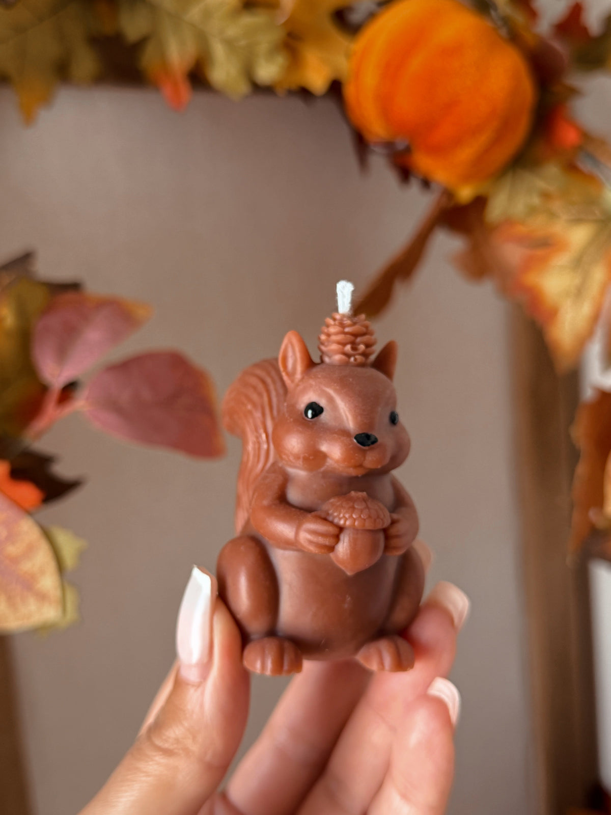 Bougie petit écureuil et pomme de pin mymilkycandle