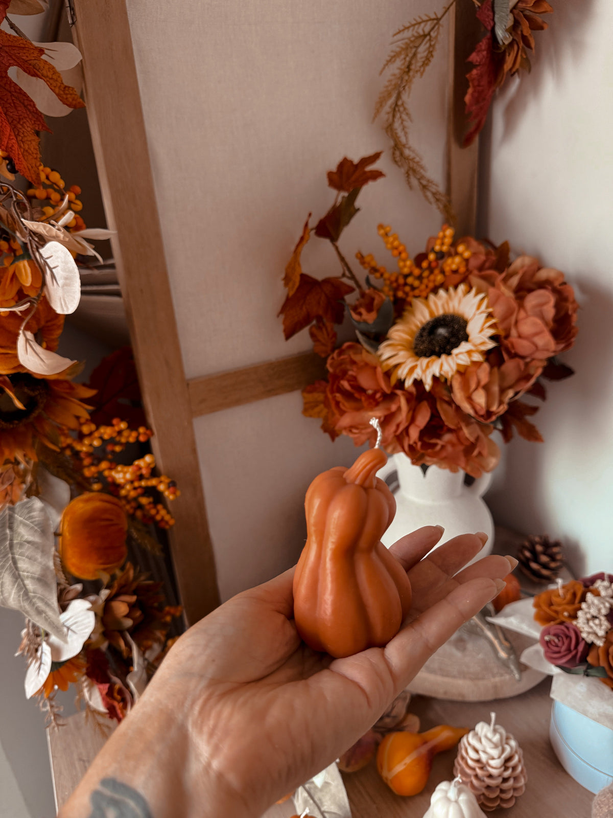 Bougie courge penchée - détail