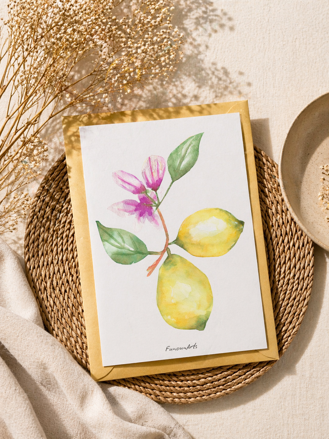 Carte postale citronnier botanique - Funounarts