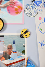 Magnet coccinelle jaune en grès – Éclats de Grès