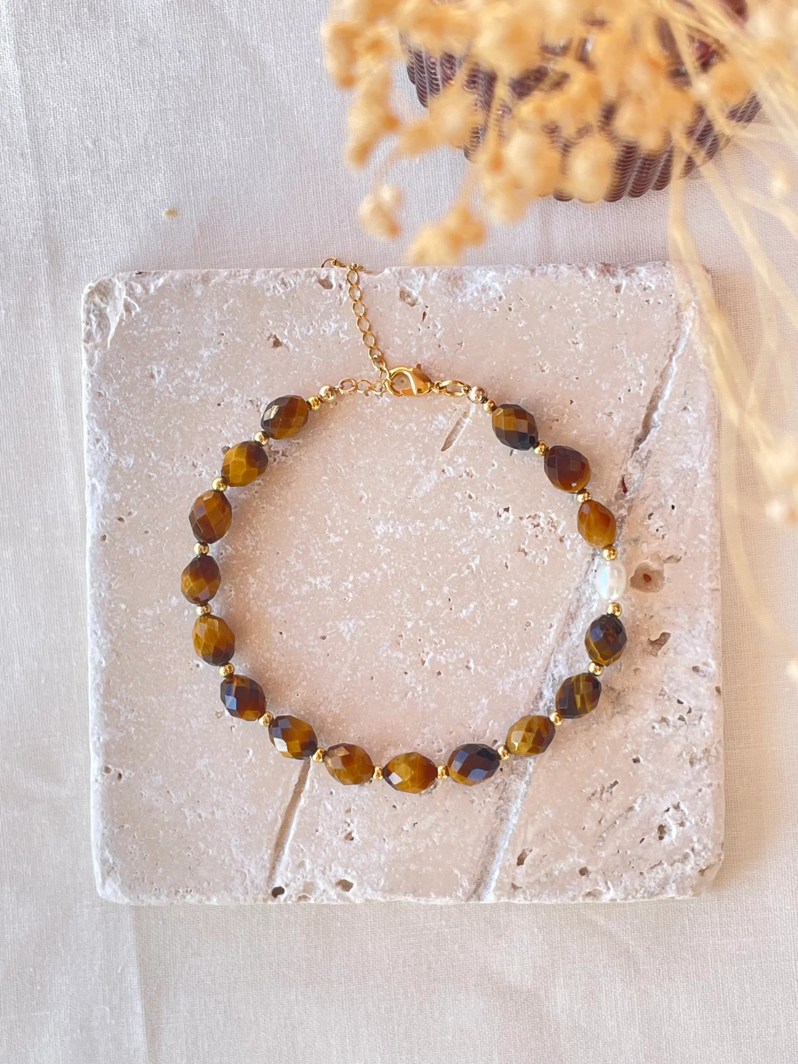 Bracelet CAIRO œil de tigre Bahlïa Bijoux, perles naturelles or