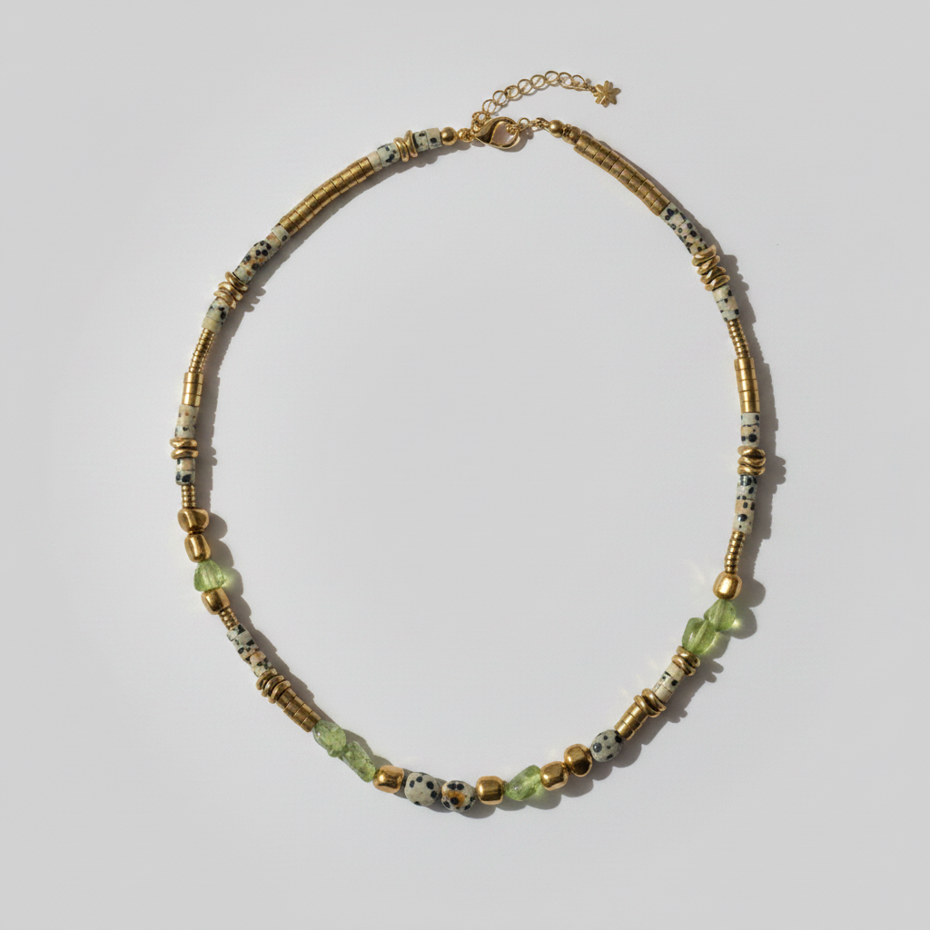 Collier Naples – Jaspe Dalmatien & Péridot