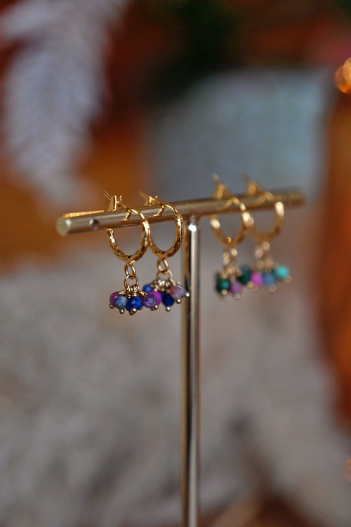 Boucles PIETRA bleue Bahlïa Bijoux portées, pierres naturelles bleues