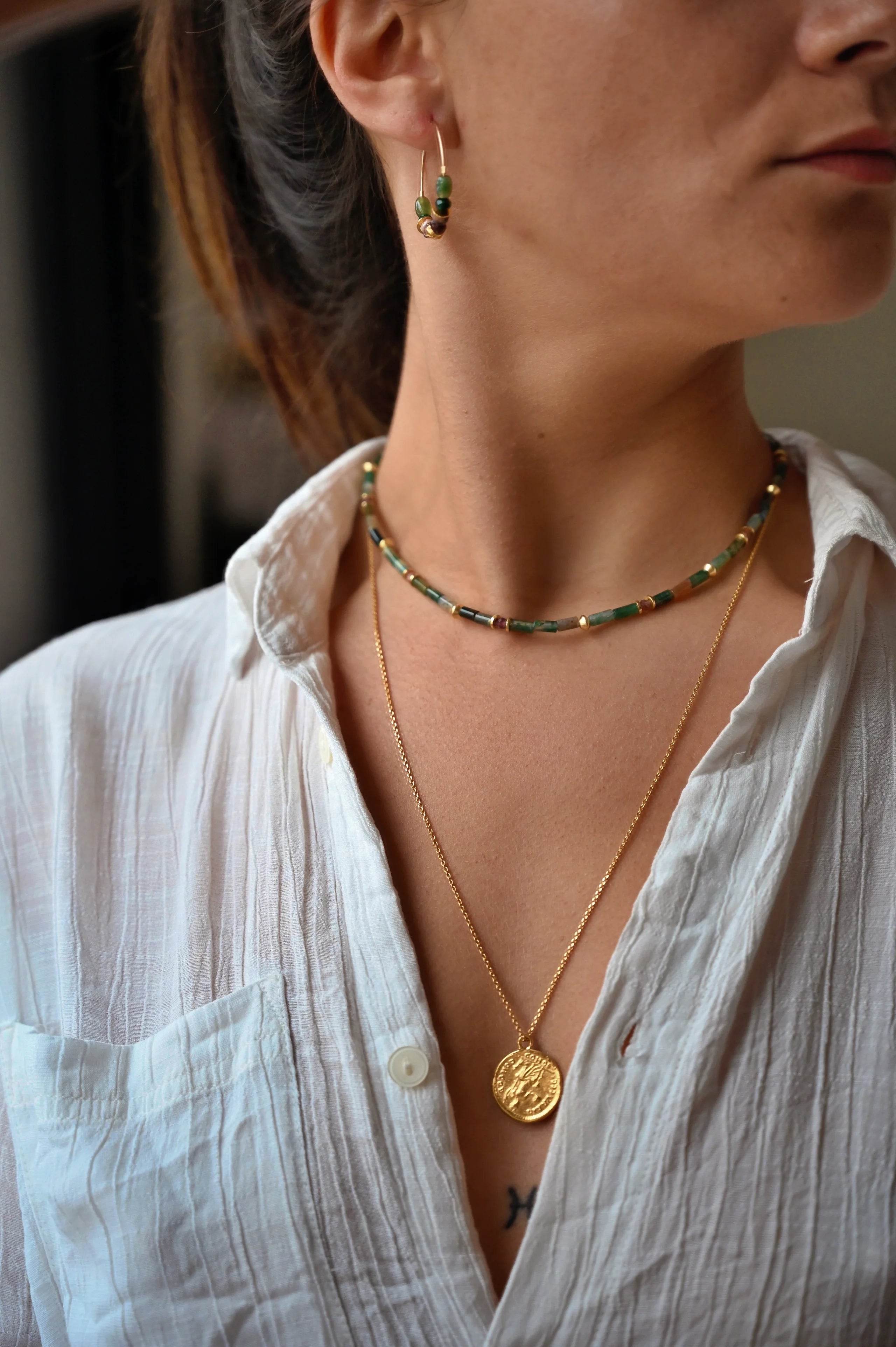 Collier SOL Bahlïa Bijoux, vue de face pendentif or
