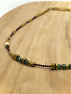 Collier Milan ZOUZBIJOUX, zoom pierres naturelles vertes et blanches