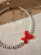 Collier London ZOUZBIJOUX, détail rocaille bleu ciel