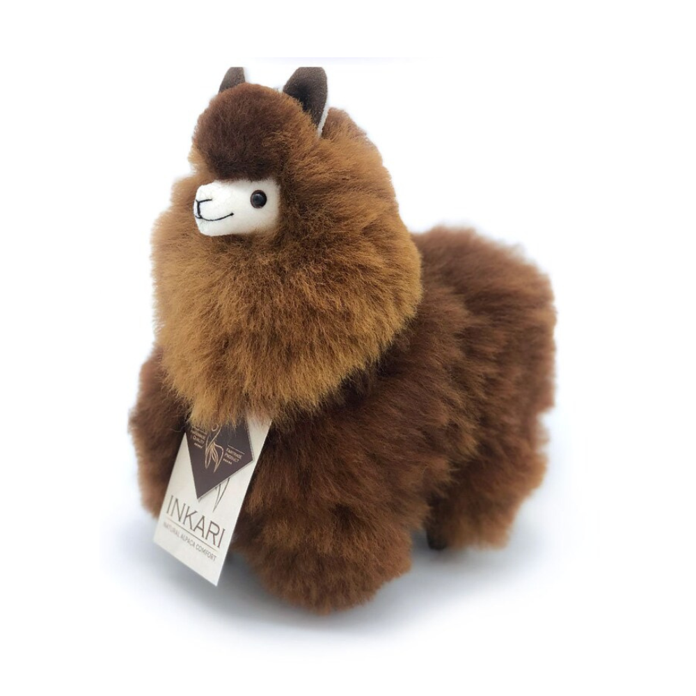 Peluche alpaga Inkari 32cm coloris Choco Cream, laine naturelle
