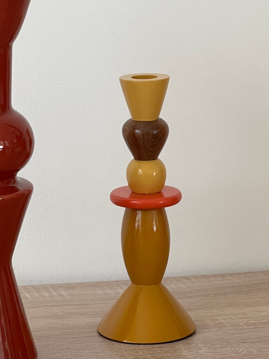 Bougeoir Rhys bois de manguier ocre - B&Inside