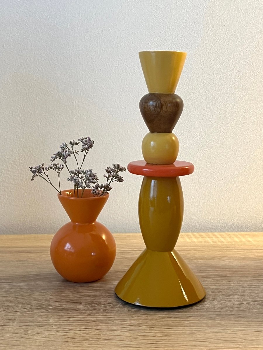 Bougeoir Rhys bois de manguier ocre - B&Inside