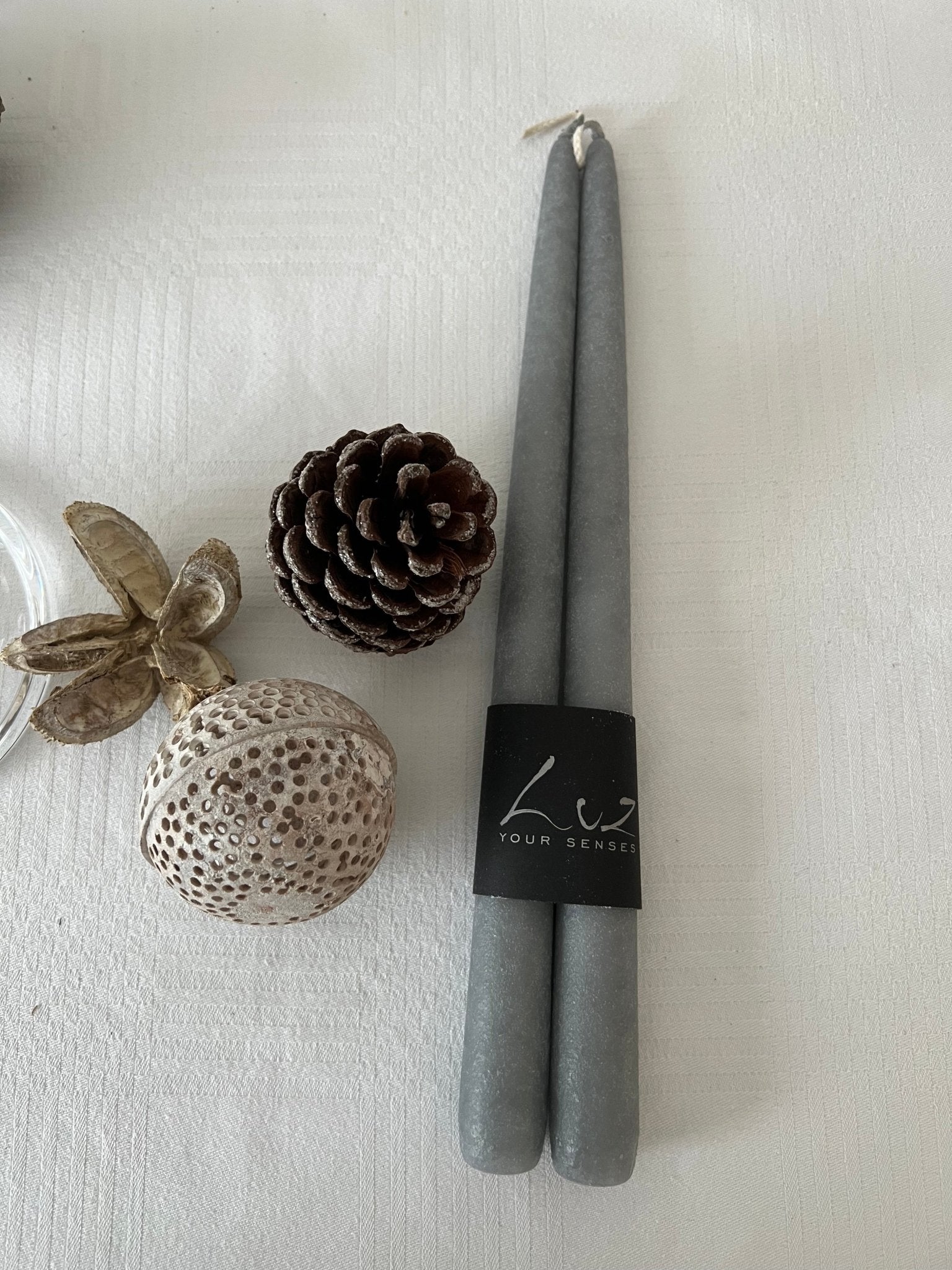 Paire de bougies de table Mouse grey 30cm