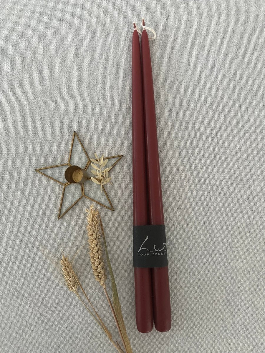 Paire de bougies de table Séquoia rouge 40cm