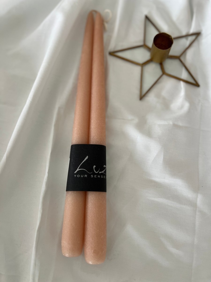 Paire de bougies de table Velours NOUGAT 30cm