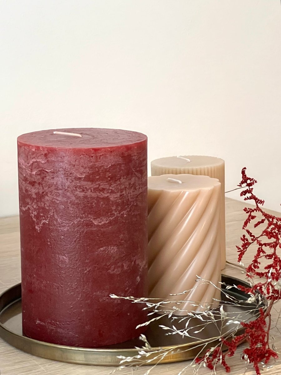 Bougie rustique Bordeaux 11cm