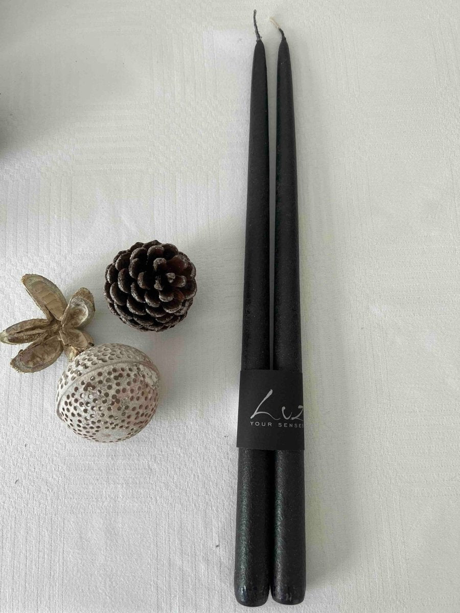 Paire de bougies de table Béluga Grey 30 cm