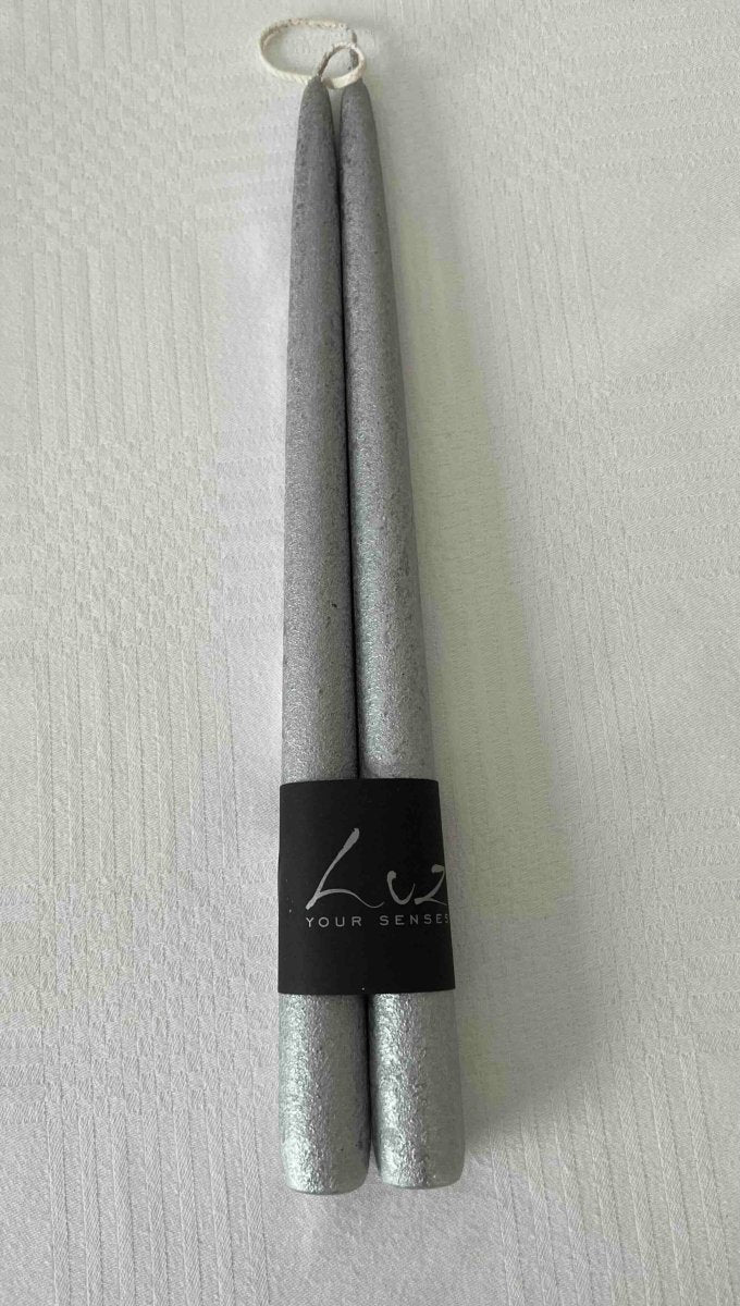 Paire de bougies de table Nocturna silver 30cm