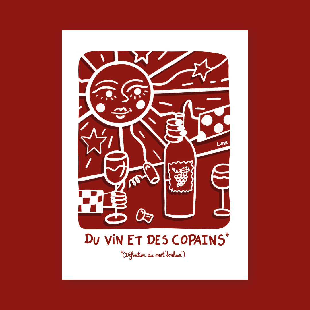 Affiche Du vin et des copains - Atelier Lune