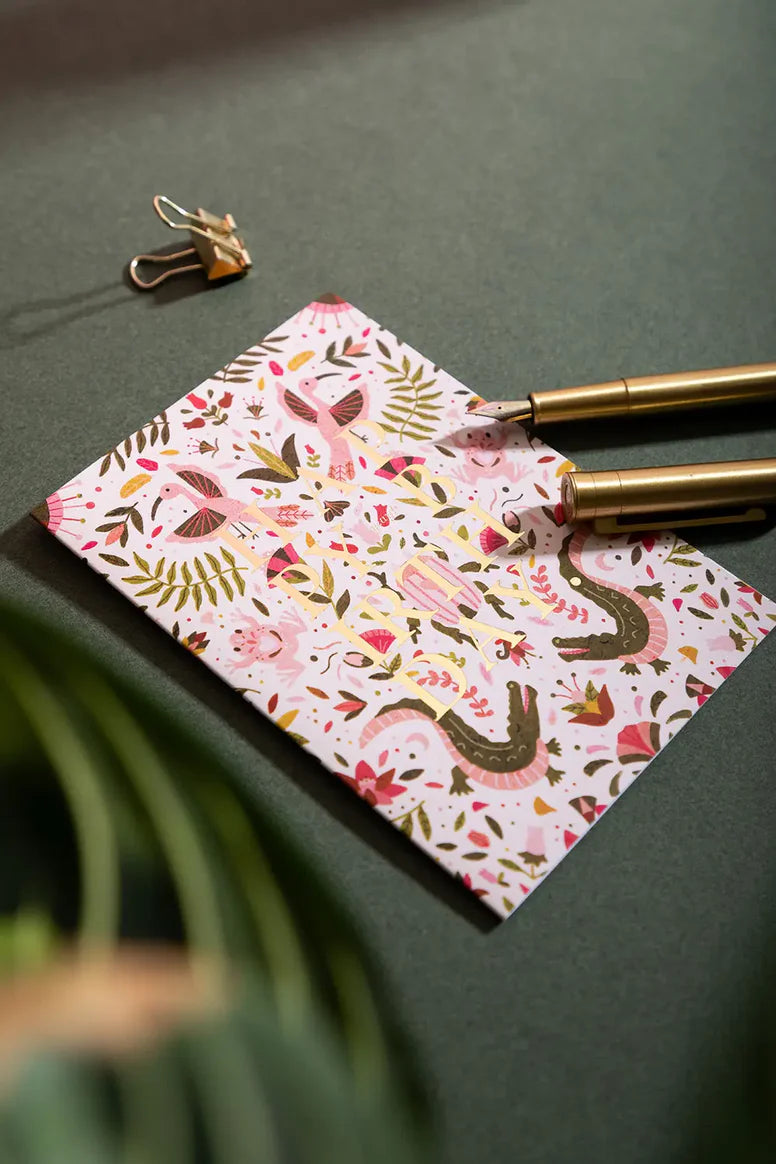 Carte Happy Birthday Pink Croco